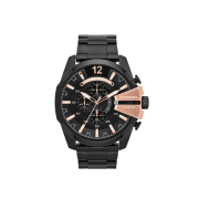 Diesel Dz4309 Mega Chief Chronograph 51mm Rose Gold Accents Stainless Steel Black