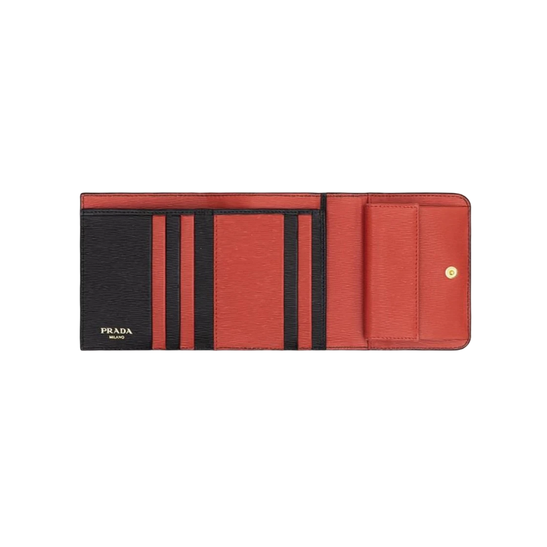 프라다 비텔로 무브 바이컬러 트라이폴드 반지갑 블랙 레드 | Prada | KREAM KREAM | 한정판 거래의 FLEX