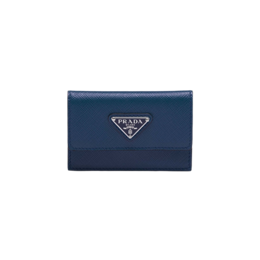 Prada Saffiano Leather Card Holder Bluette