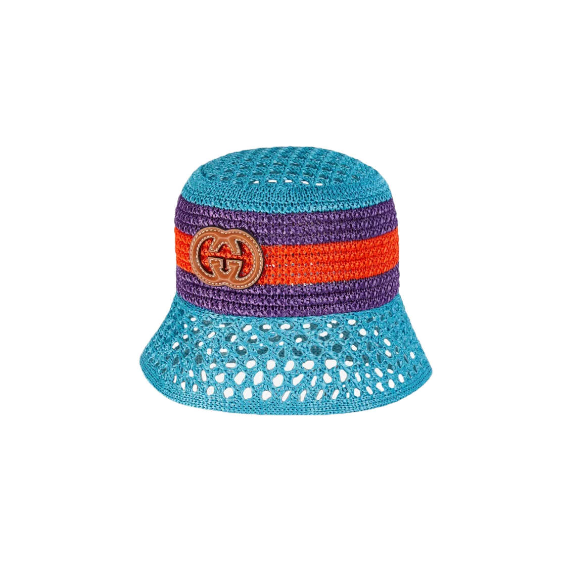 (W) 구찌 라피아 이펙트 비스코스 미니 햇 라이트 블루((W) Gucci Raffia-Effect Viscose Bucket Hat Light Blue) - 1