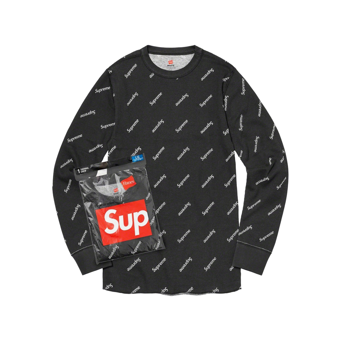 슈프림 헤인즈 써멀 크루 블랙 로고 (1개입)(Supreme Hanes Thermal Crew Black Logos (1 Pack))