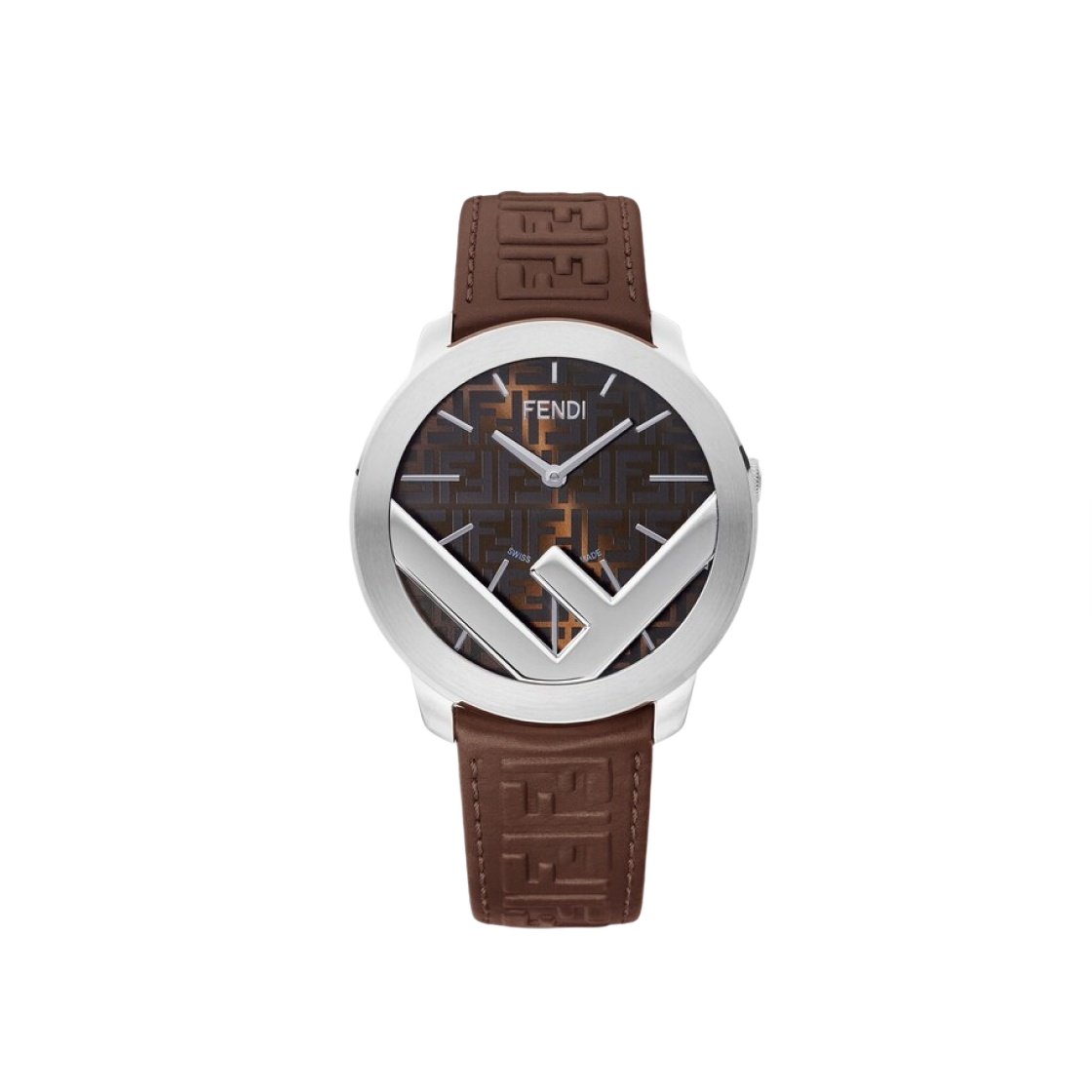 FOW972A17OF0BDR Fendi F Is Fendi Logo 41mm Round Watch Brown