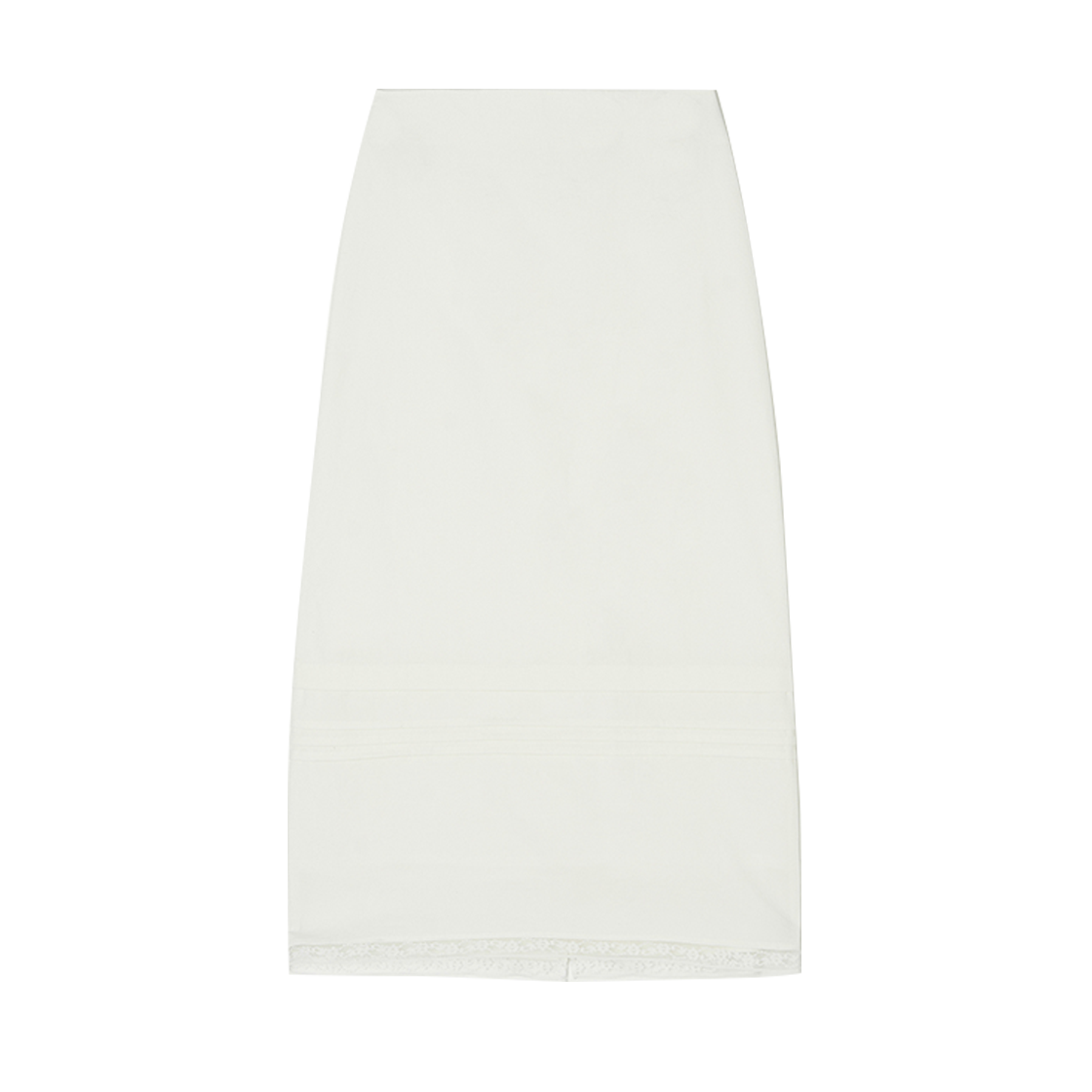비뮤즈맨션 핀턱 레이스 H라인 스커트 오프 화이트(BEMUSE MANSION Pintuck lace H-line skirt Off white)