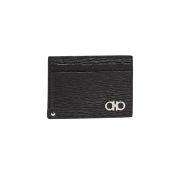 Ferragamo Gancini Card Holder with Pull Out ID Window Black