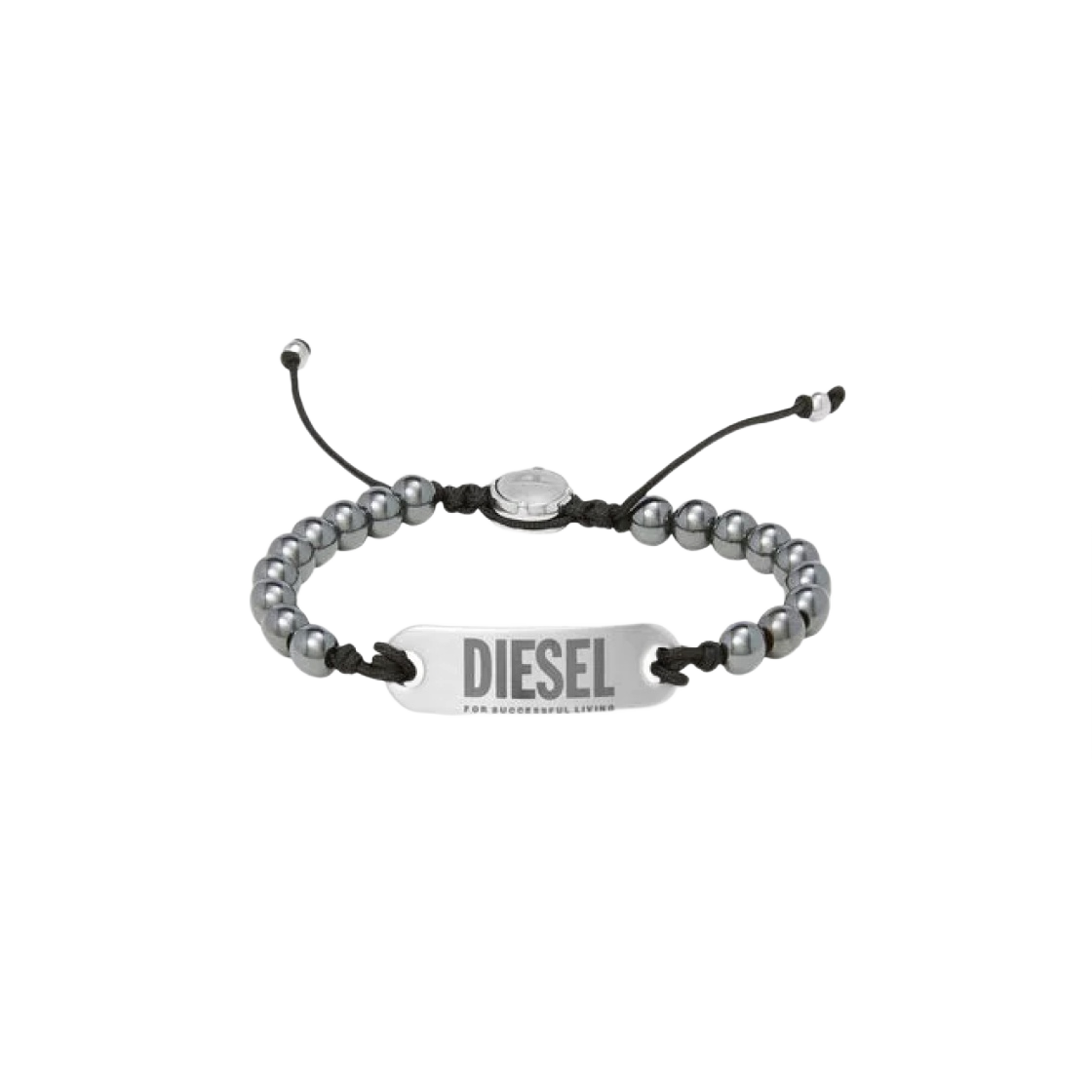 디젤 Dx1359 실버 ID 아게이트 비디드 브레이슬릿 그레이(Diesel Dx1359 Silver ID Agate Beaded Bracelet Gray) - 1