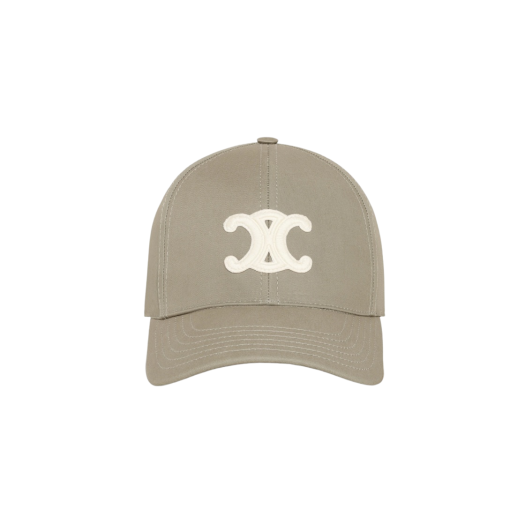 (W) Celine Triomphe Baseball Cap in Cotton Kaki Light