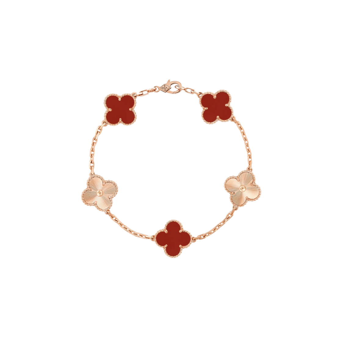 VCARP7RP00 (W) Van Cleef & Arpels Vintage Alhambra Bracelet 5 Motifs Rose Gold Carnelian - 대표 이미지 #1