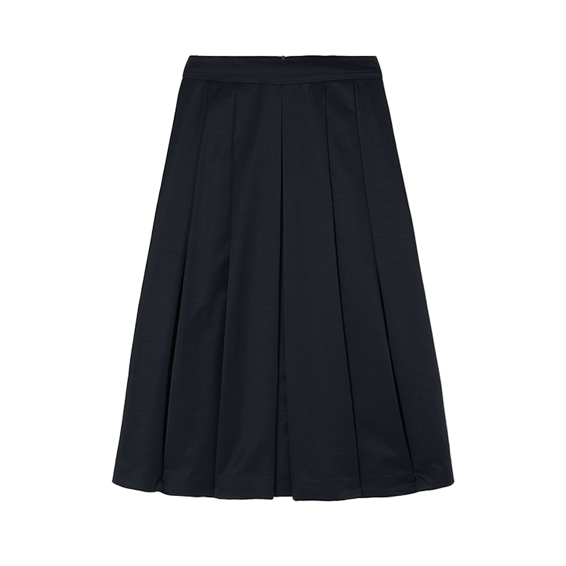 비뮤즈맨션 새틴 턱 플레어 스커트 네이비(BEMUSE MANSION Satin tuck flare skirt Navy)