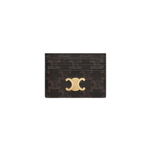 Celine Triomphe Card Holder in Triomphe Canvas Tan