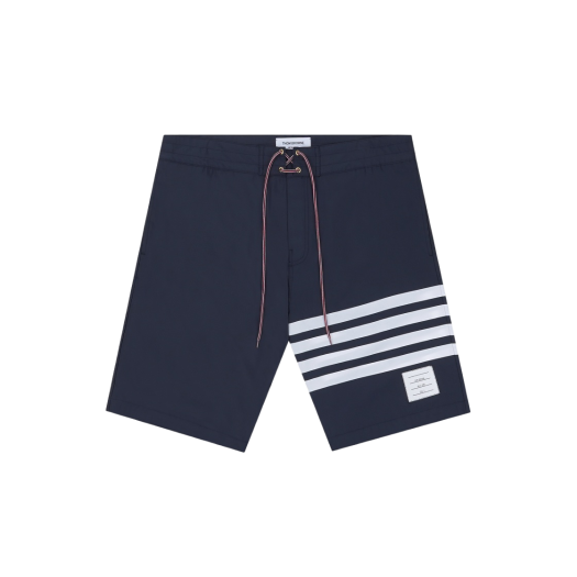 Thom Browne Tech 4-Bar Drawstring Waist Board Swim Shorts Navy