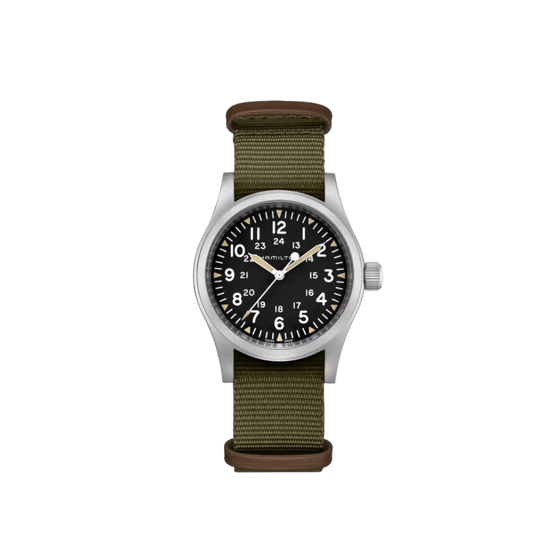 H69439931 Hamilton Khaki Field Mechanical 38mm Nato Strap Green Black