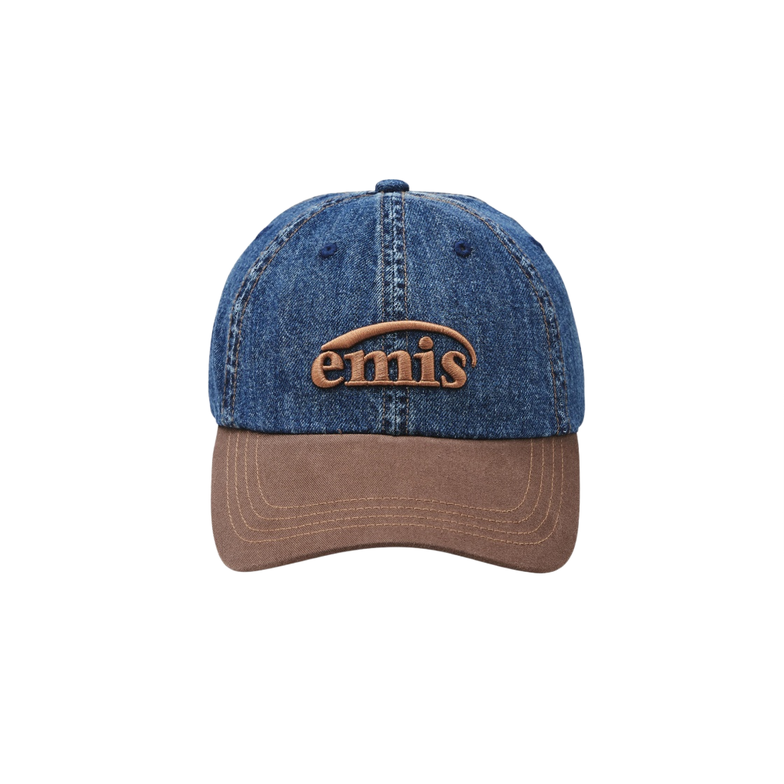 이미스 워시드 데님 볼캡 블루 브라운(Emis Washed Denim Ball Cap Blue Brown)
