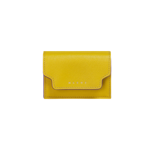 Marni Saffiano Tri-Fold Wallet Light Topaz