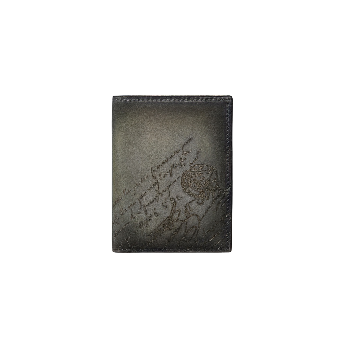 벨루티 자구아 스크리토 레더 카드 홀더 엘리펀트 그레이(Berluti Jagua Scritto Leather Card Holder Elephant Grey)