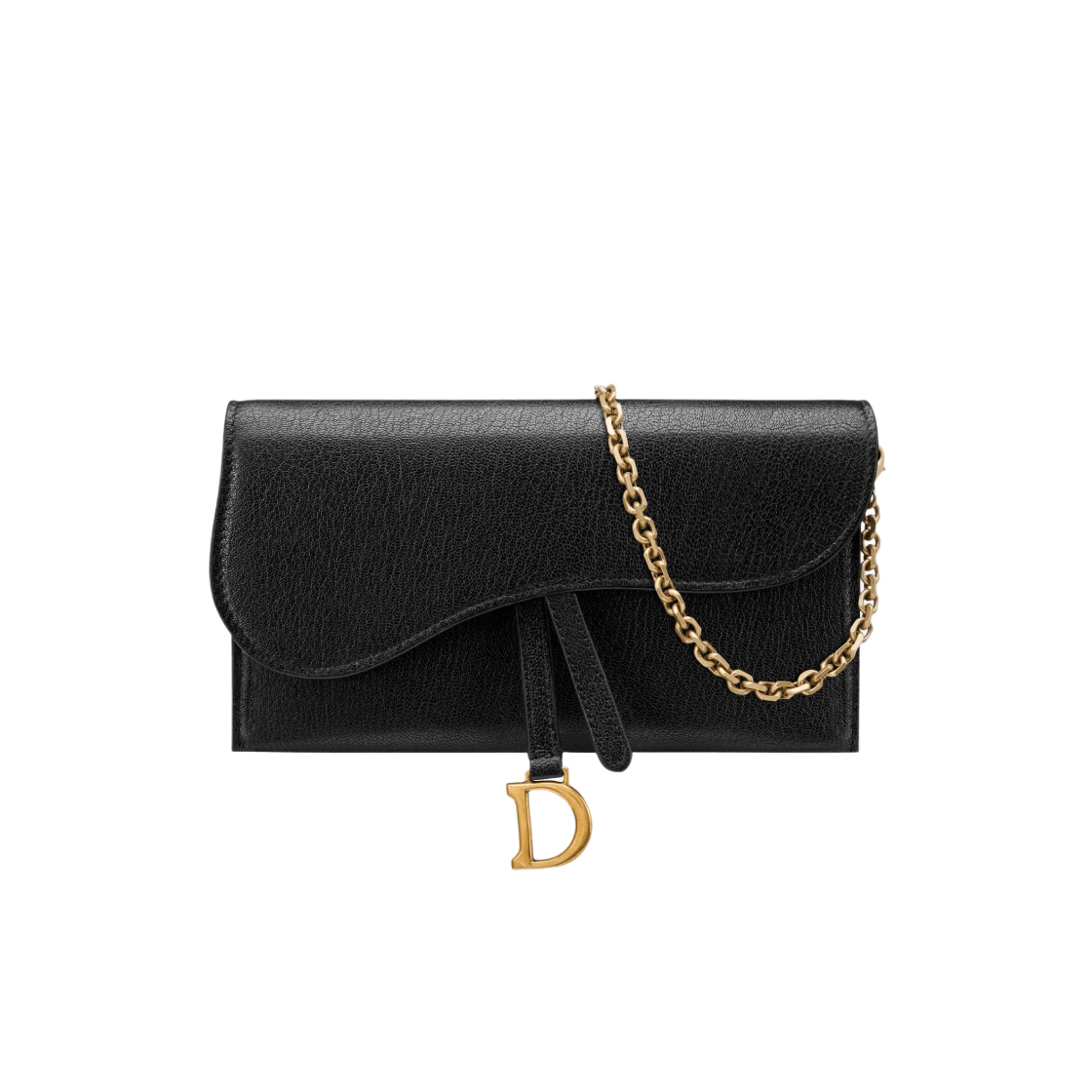S5614CCEH-M900 Dior Long Saddle Wallet with Chain Goatskin Black - 대표 이미지 #1
