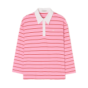 BEMUSE MANSION Stripe collar t shirt Pink