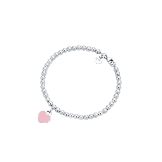 Tiffany & Co. Return to Tiffany Pink Heart Tag Bead Bracelet Silver