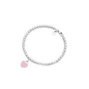 Tiffany & Co. Return to Tiffany Pink Heart Tag Bead Bracelet Silver