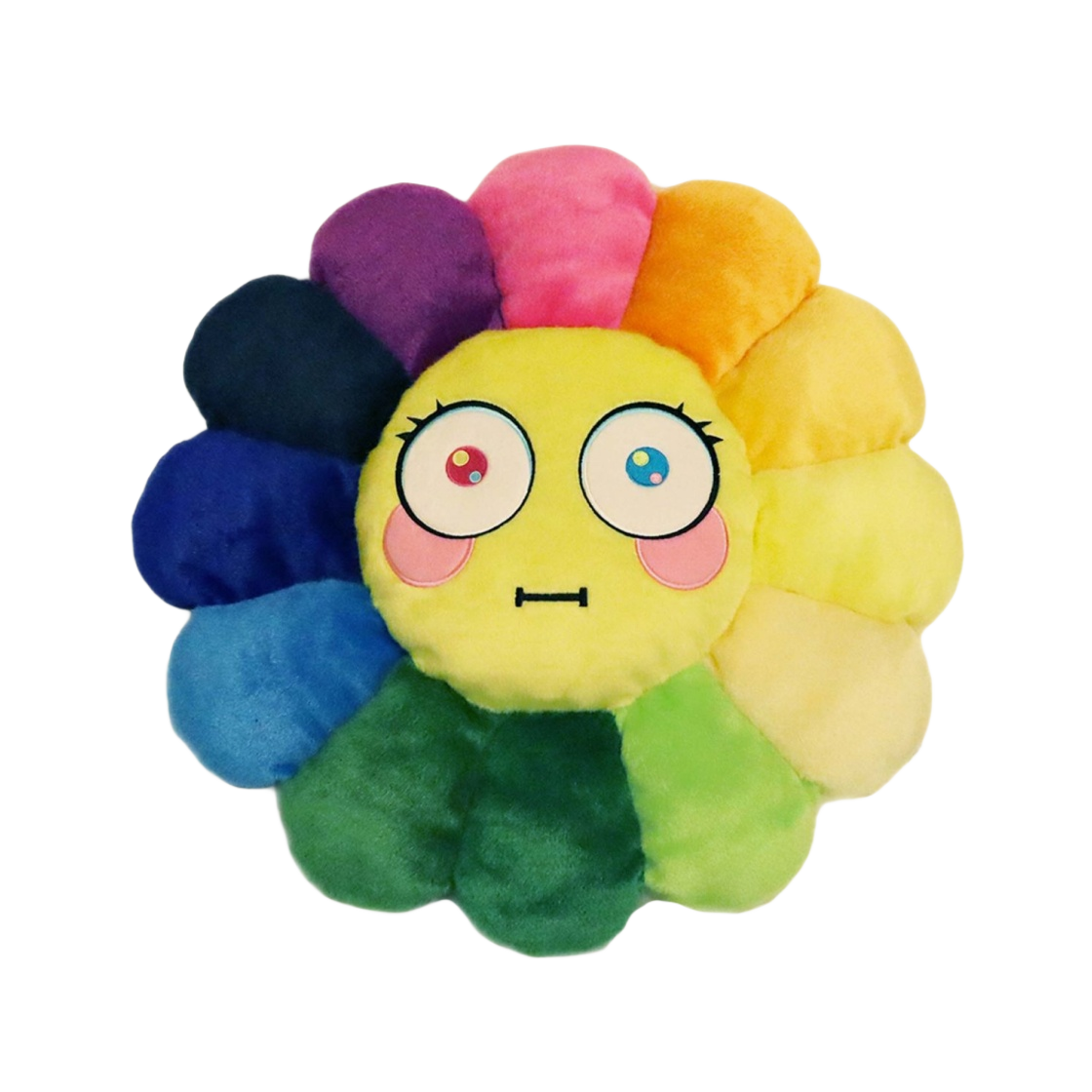 - Kaikai Kiki Flower Emoji Cushion Flushed Face 60cm Rainbow - 대표 이미지 #1