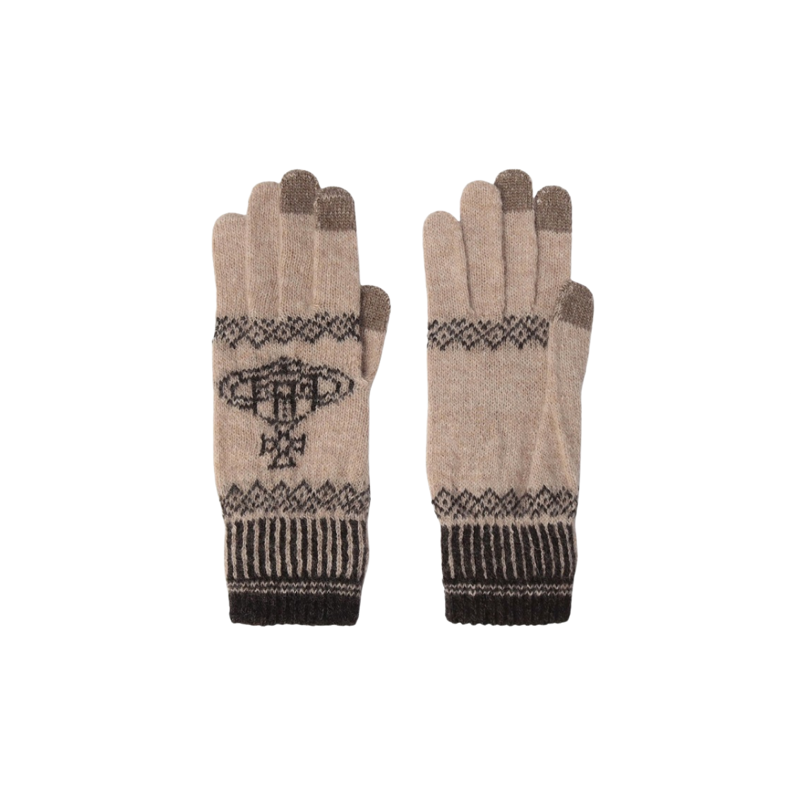 3121VW236 (W) Vivienne Westwood Big Orb Knit Gloves Beige
