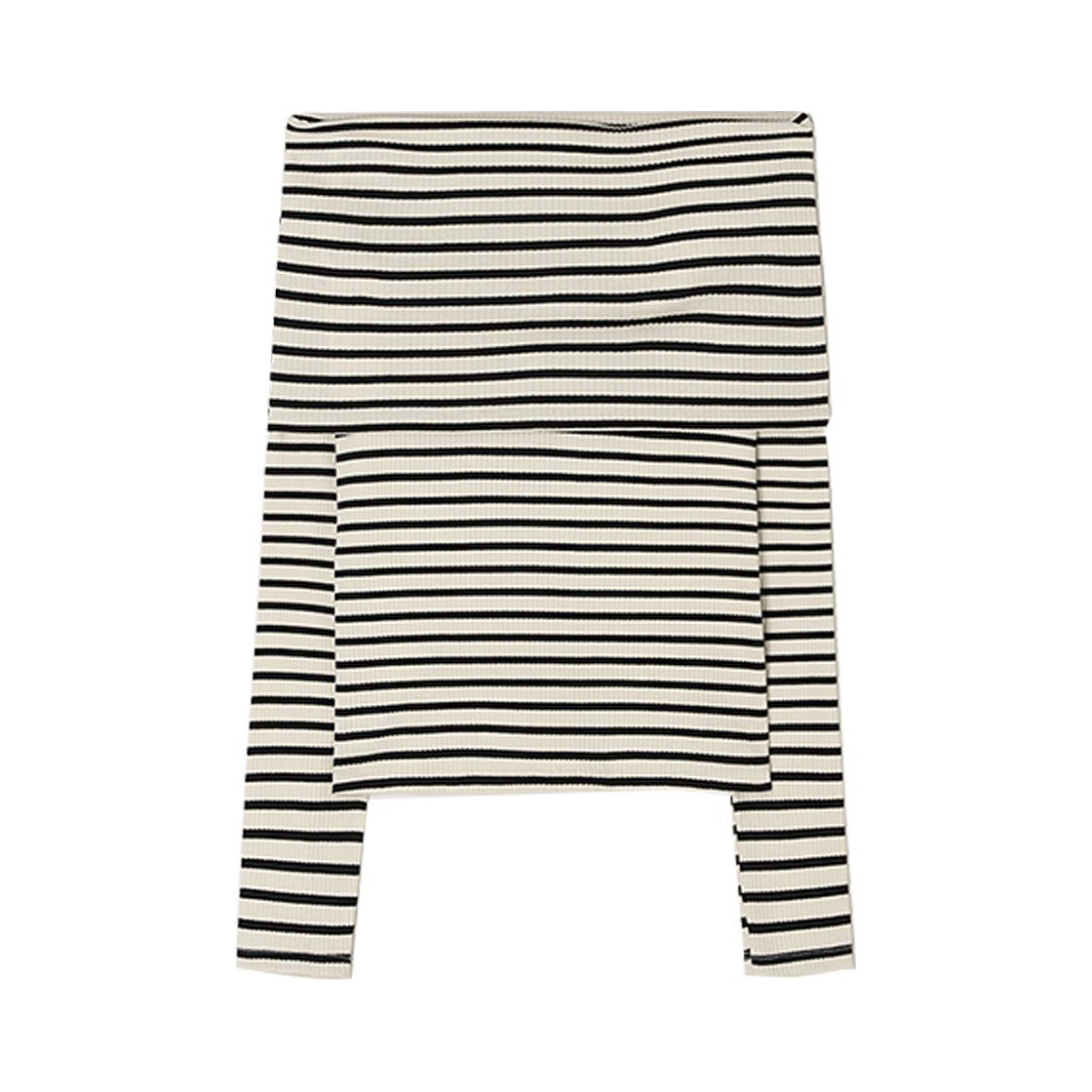 비뮤즈맨션 루나 오프숄더 탑 아이보리 스트라이프(BEMUSE MANSION Luna off shoulder top Ivory stripe)