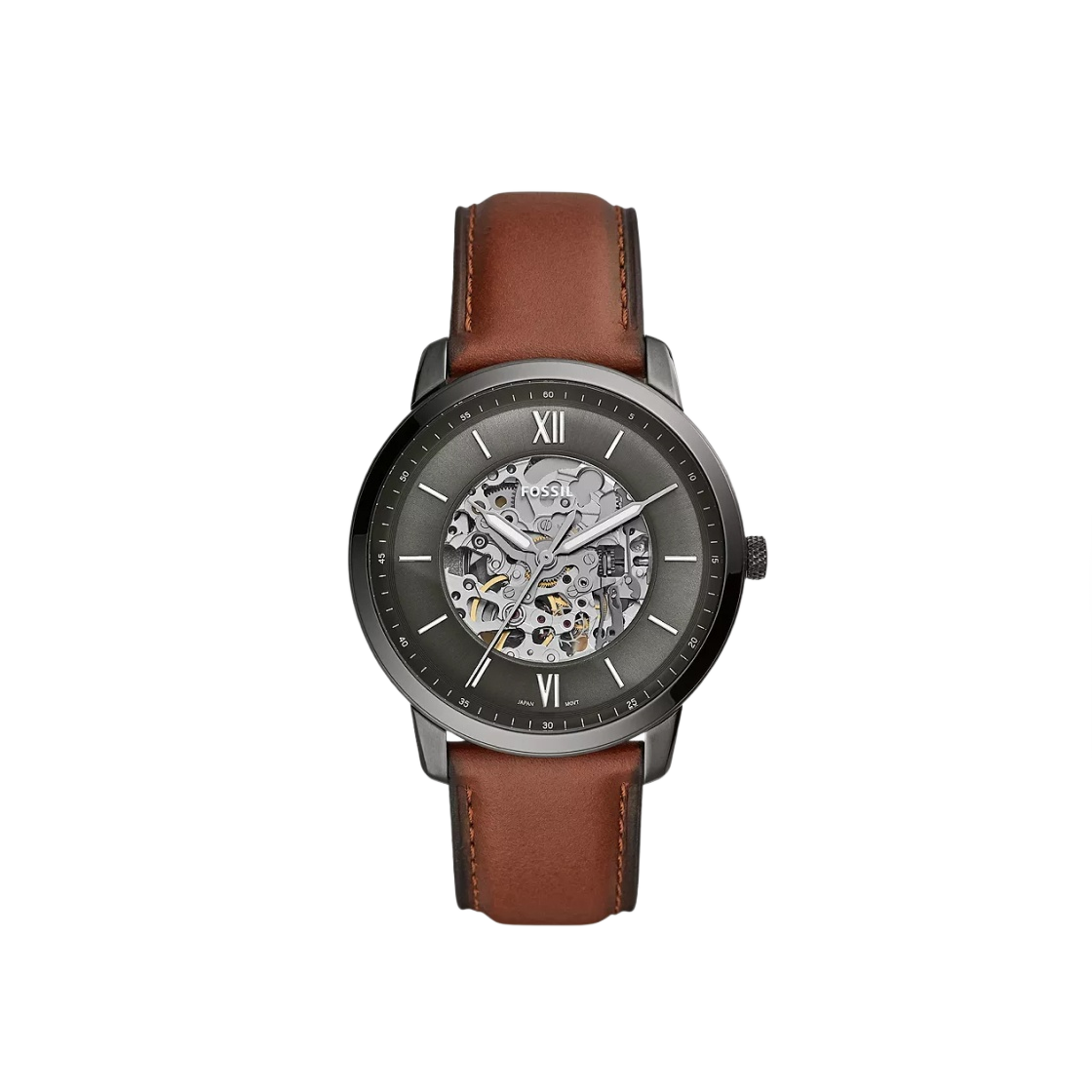 파슬 뉴트라 메카니컬 오토매틱 44mm 레더 그레이 스모크 앰버(Fossil Neutra Mechanical Automatic 44mm Leather Grey Smoke Amber)