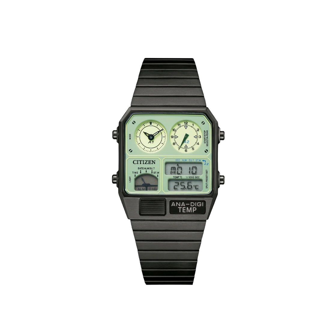 시티즌 크로노그래프 쿼츠 32mm 스테인리스 스틸 블랙(Citizen Chronograph Quartz 32mm Stainless Steel Black)