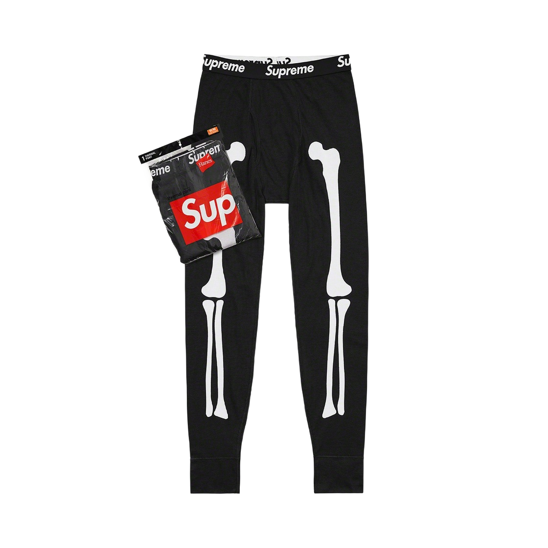 슈프림 헤인즈 본즈 써멀 팬츠 블랙 (1개입)(Supreme Hanes Bones Thermal Pants Black (1 Pack))