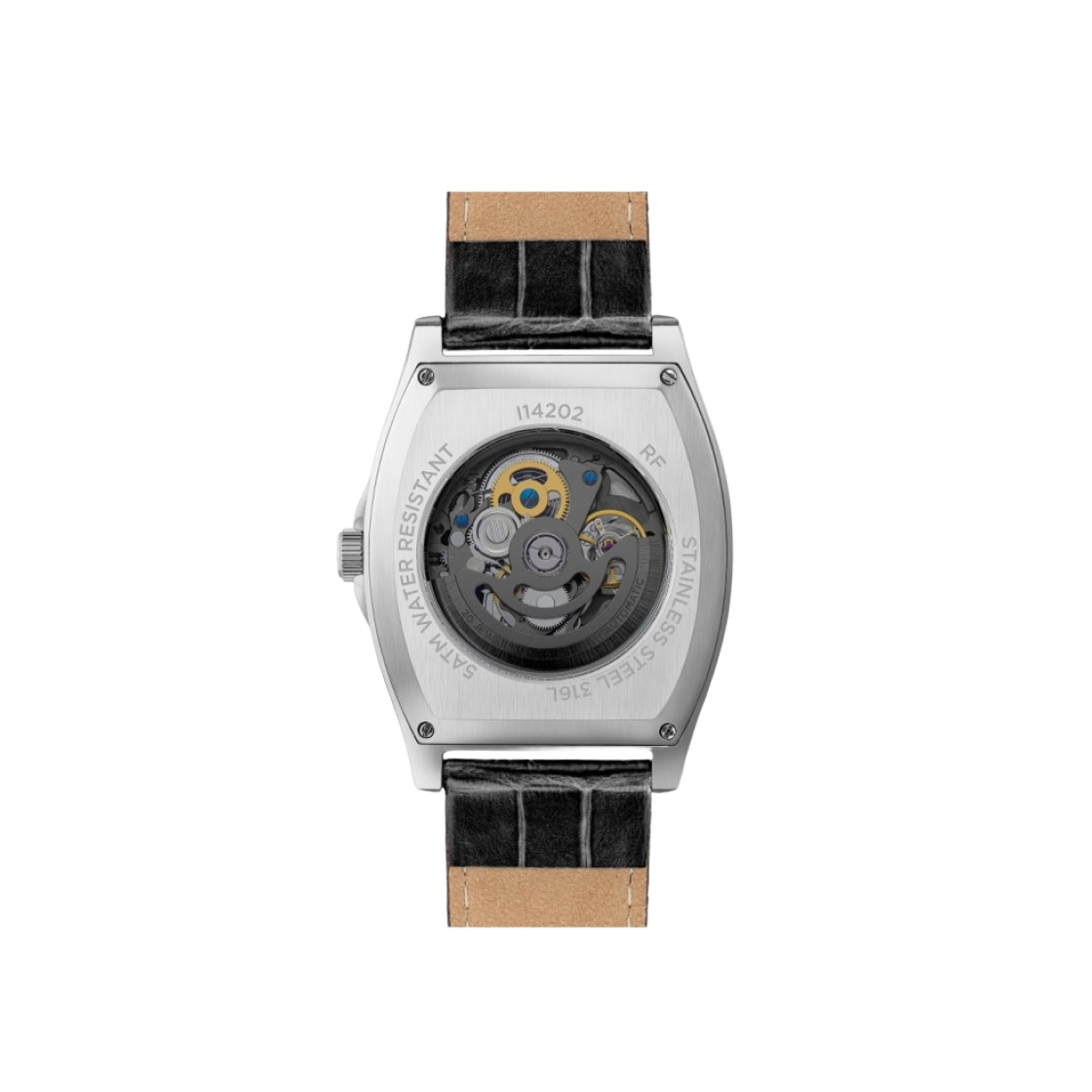 잉거솔 캘리포니아 스켈레톤 39mm I14202 스테인리스 스틸 레더 실버 블랙 블랙 다이얼(Ingersoll California Skeleton 39mm I14202 Stainless Steel Leather Silver Black Black Dial) - 2