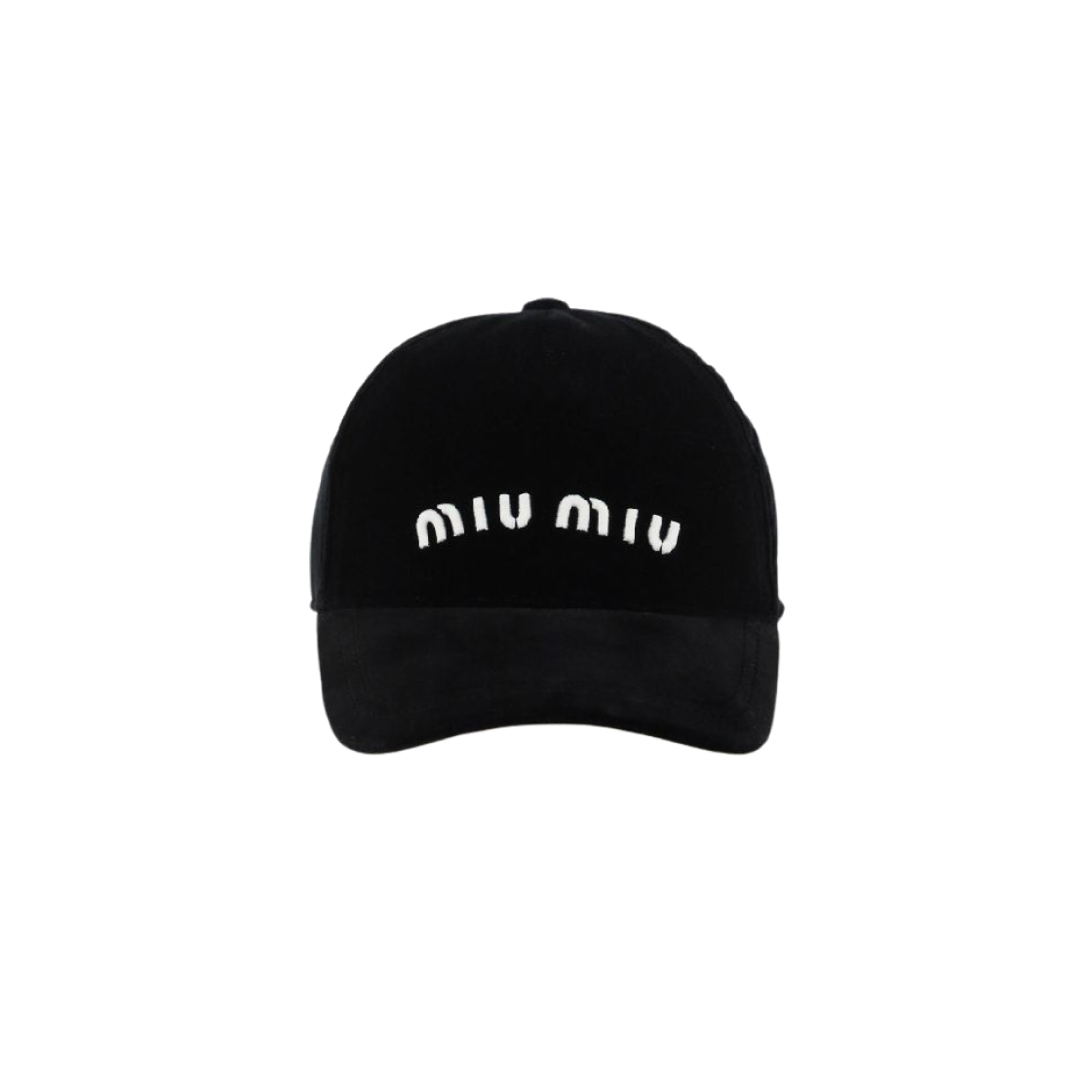 5HC179-068-F0967 (W) Miu Miu Velvet Baseball Cap Black White - 대표 이미지 #1
