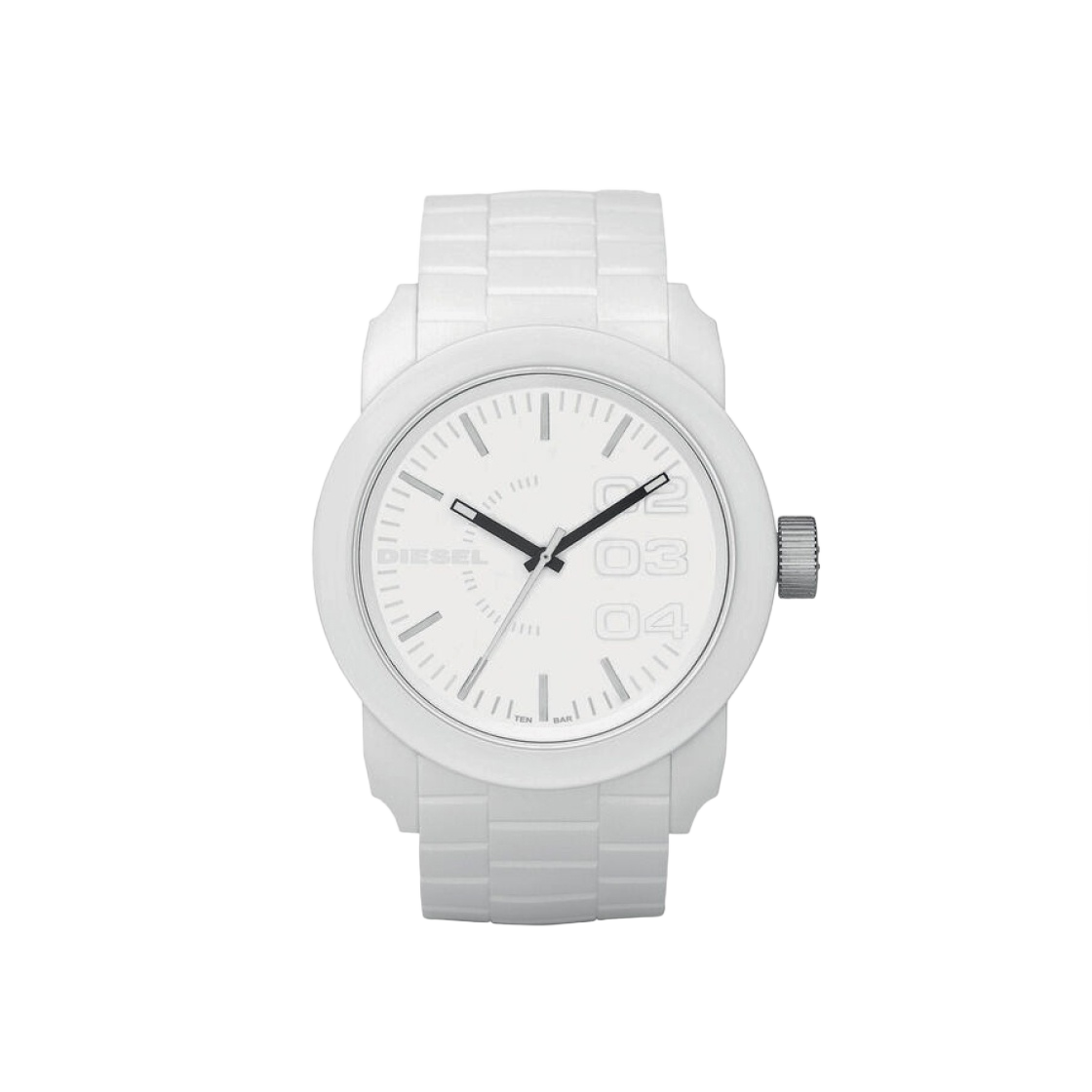 디젤 Dz1436 더블 다운 쿼츠 아날로그 44mm 실리콘 화이트(Diesel Dz1436 Double Down Quartz Analog 44mm Silicone White)