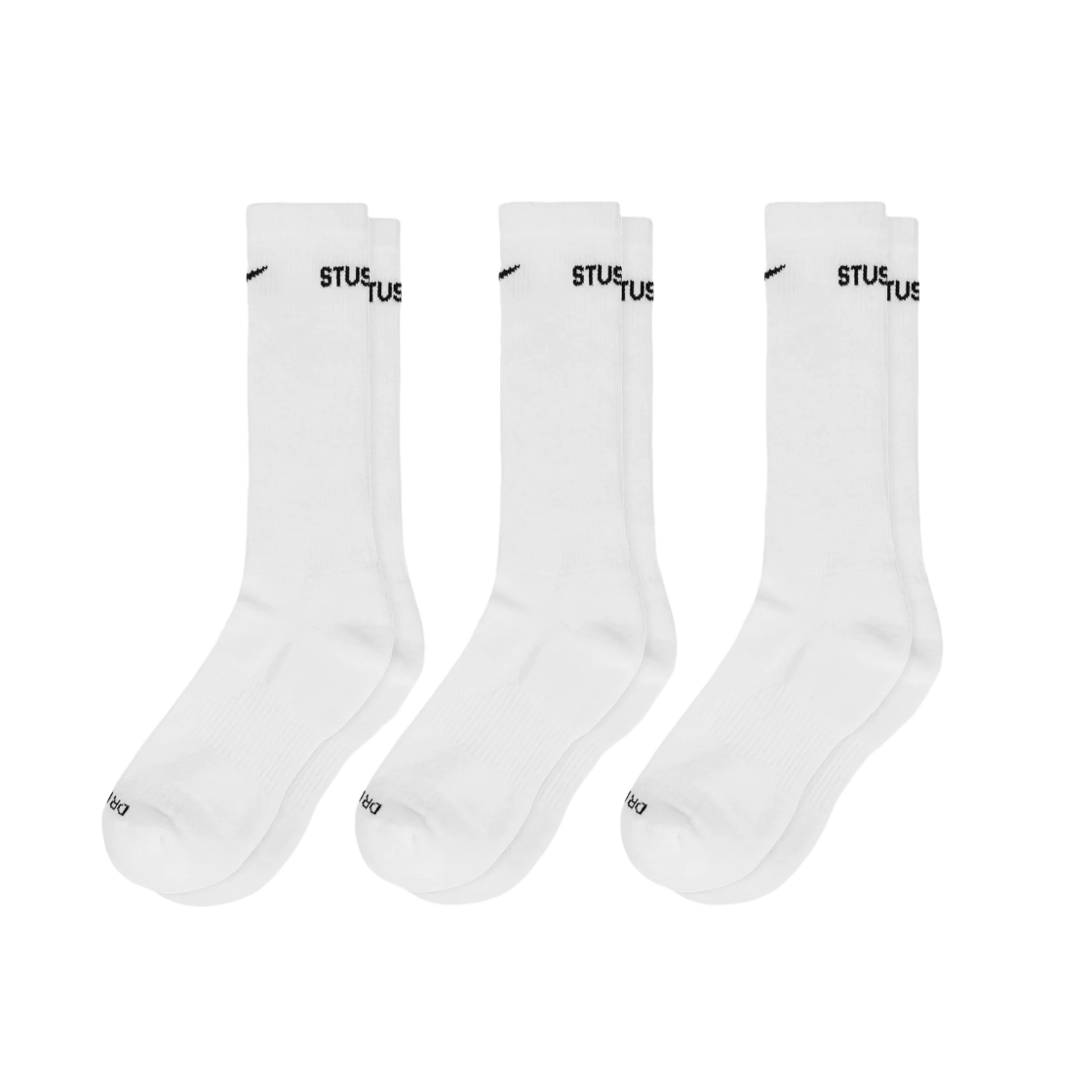FQ3054-100 Nike x Stussy Everyday Plus Cushioned Crew Socks White (3 Pack) - 대표 이미지 #1