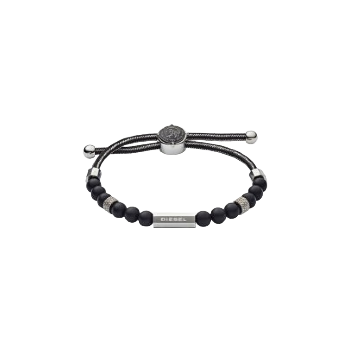DX1151 Diesel Dx1151 Beaded Agate Bracelet Black Silver