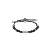 Diesel Dx1151 Beaded Agate Bracelet Black Silver