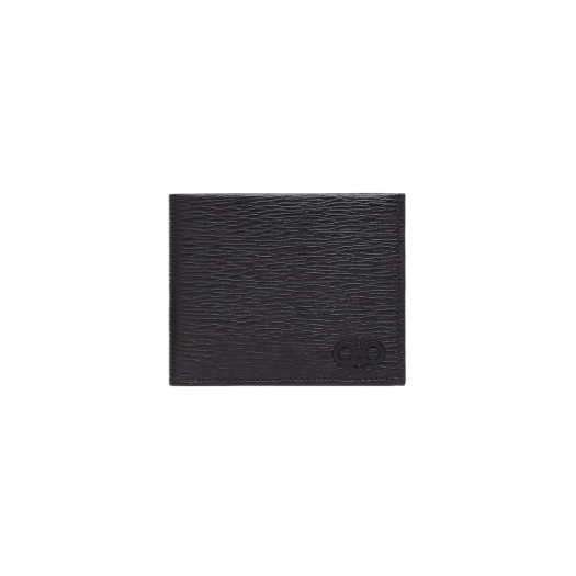 Ferragamo Coin Pocket Gancini Wallet Black Dark Rain