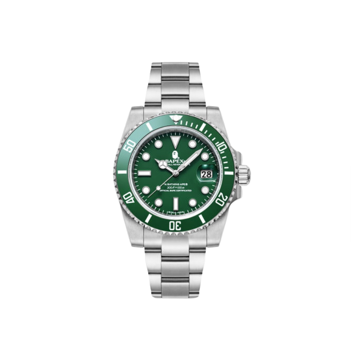 - BAPE Type 1 Bapex Watch Silver Green