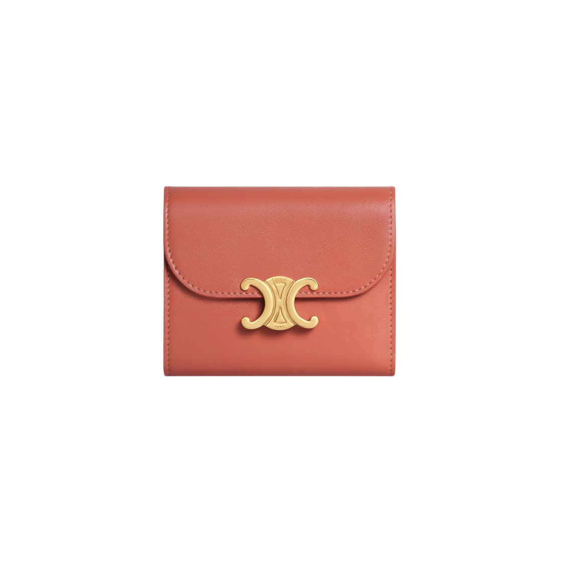 10D783DPV-27LY Celine Triomphe Small Flap Wallet in Shiny Calfskin Lychee - 대표 이미지 #1