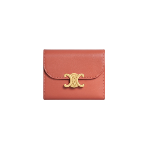 Celine Triomphe Small Flap Wallet in Shiny Calfskin Lychee