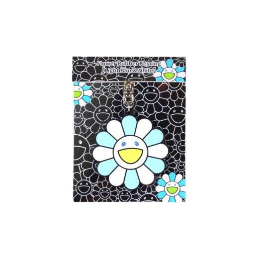 Kaikai Kiki Flower Rubber Keyring Light Blue White
