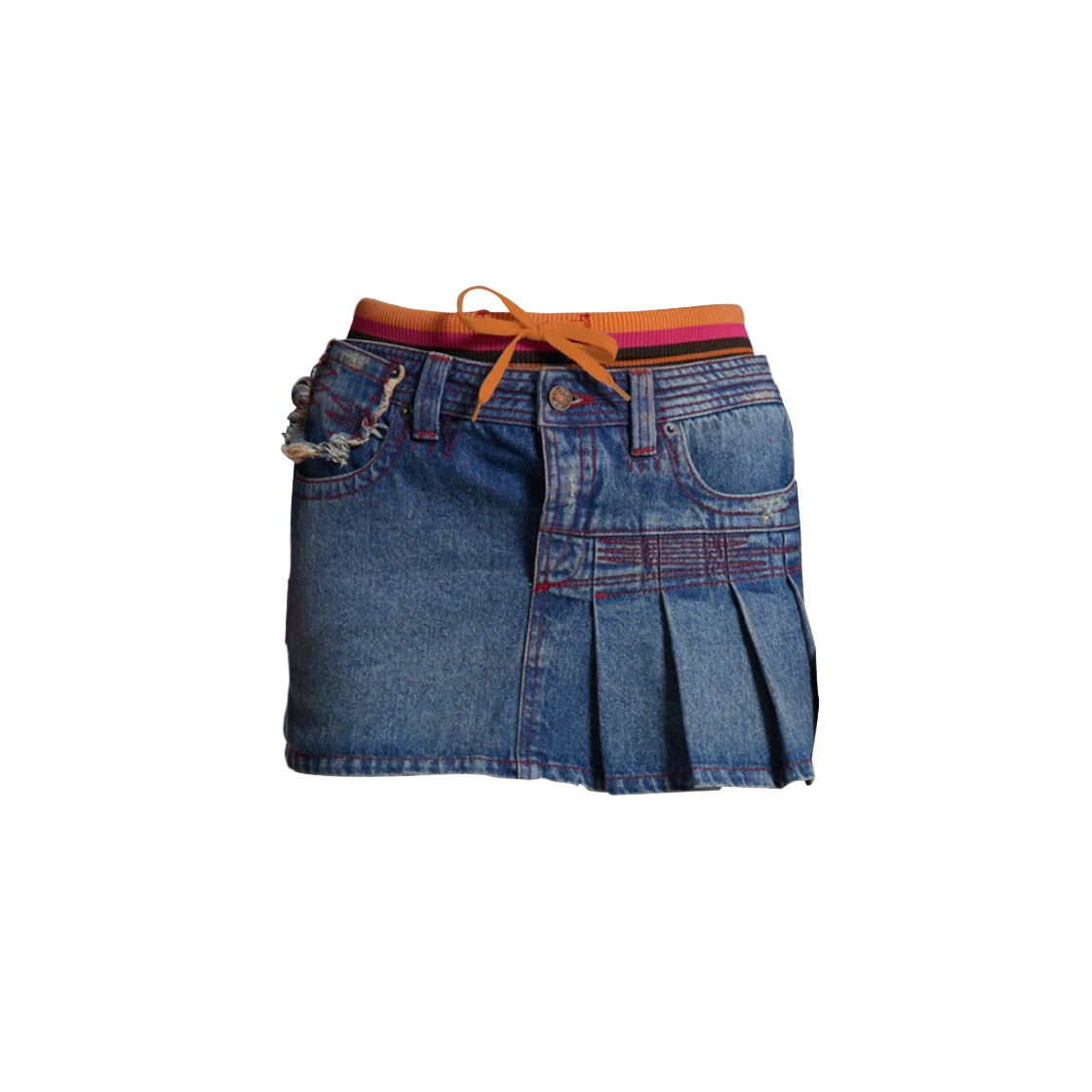 (W) 제이디드 런던 샤베트 데님 사이드 플리츠 미니 스커트 데님((W) Jaded London Sherbet Denim Side Pleat Mini Skirt Denim)