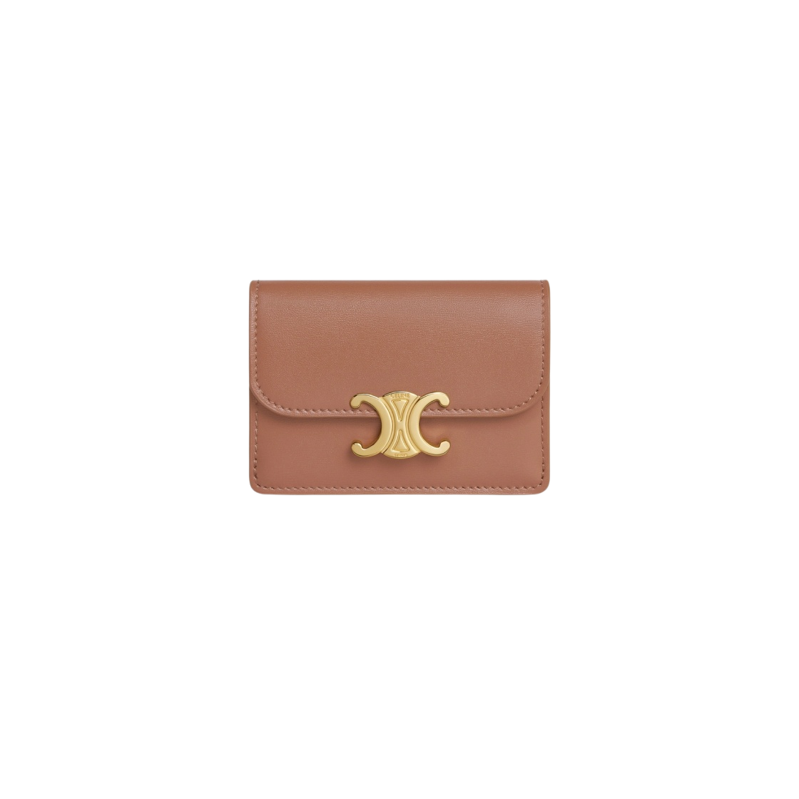 10I583DPV-18BU Celine Card Holder with Flap in Shiny Calfskin Bronze - 대표 이미지 #1