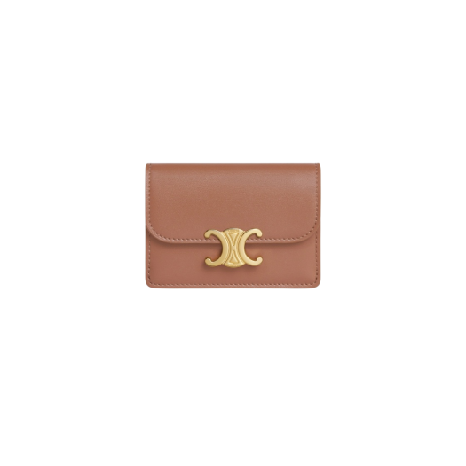Celine Card Holder with Flap in Shiny Calfskin Bronze