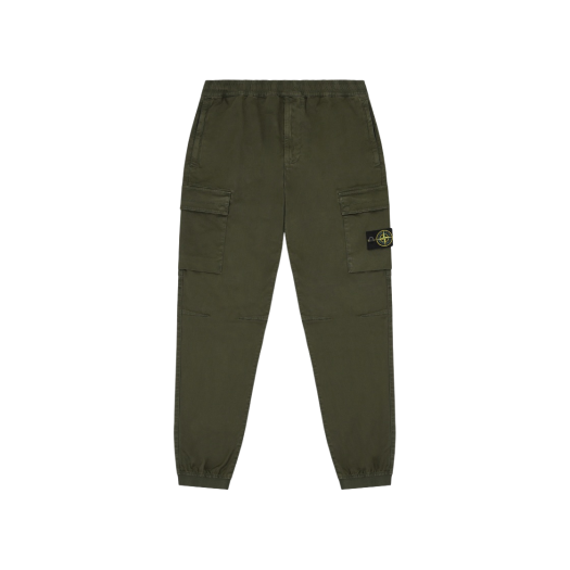 Stone Island 313L1 Stretch Broken Twill Cotton Garment Dyed Old Effect Cargo Pants Olive Green - 23FW