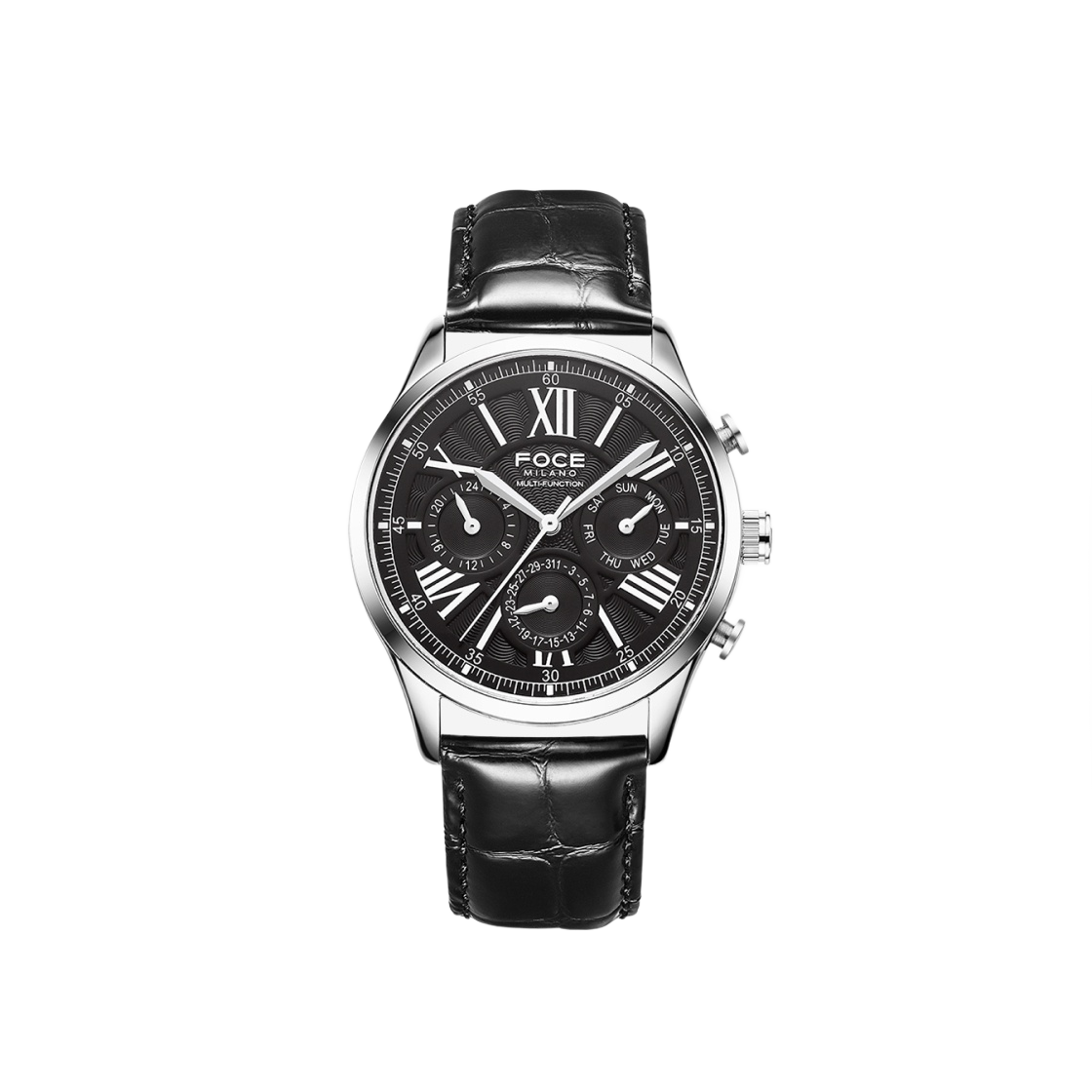 FM7547L-BK Foce 43mm Leather Watch Black