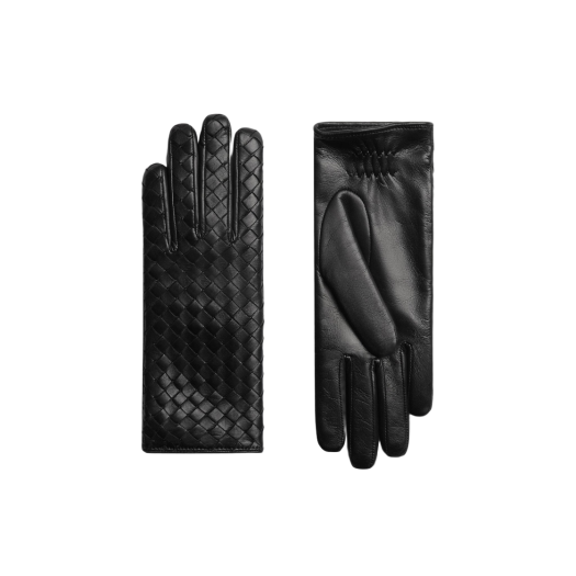 (W) Bottega Veneta Intrecciato Leather Gloves Black