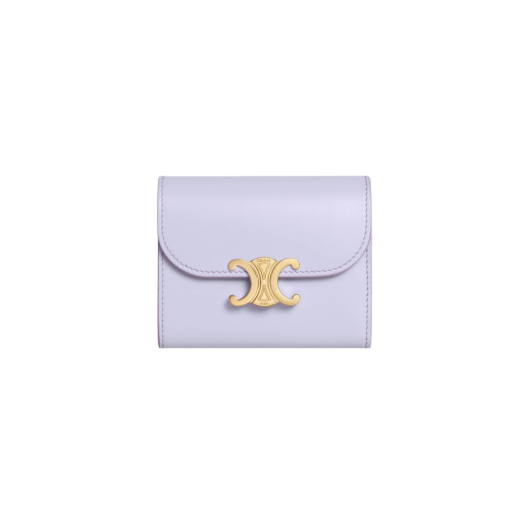 Celine Triomphe Small Flap Wallet in Shiny Calfskin Light Lavender