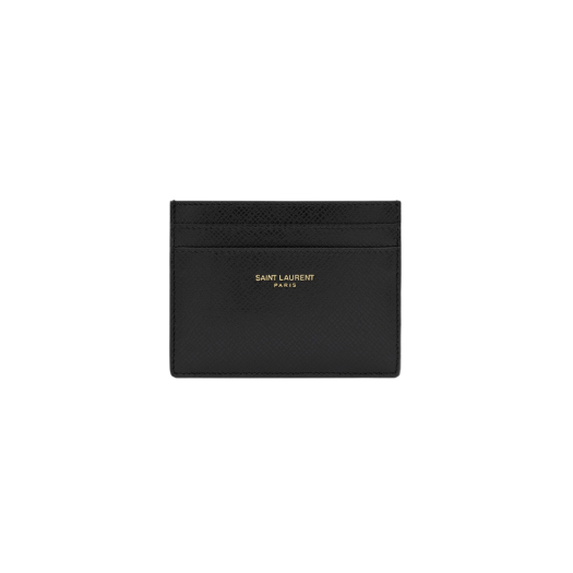 Saint Laurent Paris Card Case Coated Bark Leather Black