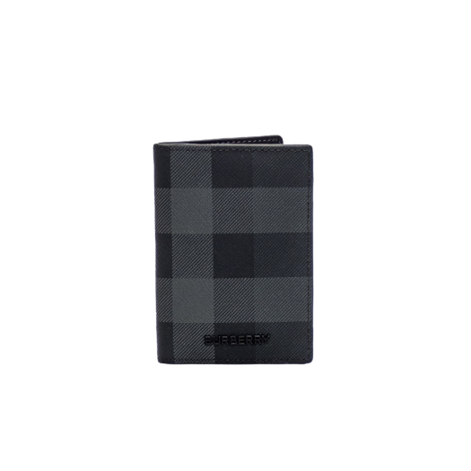 Burberry Logo Check Card Case Charcoal