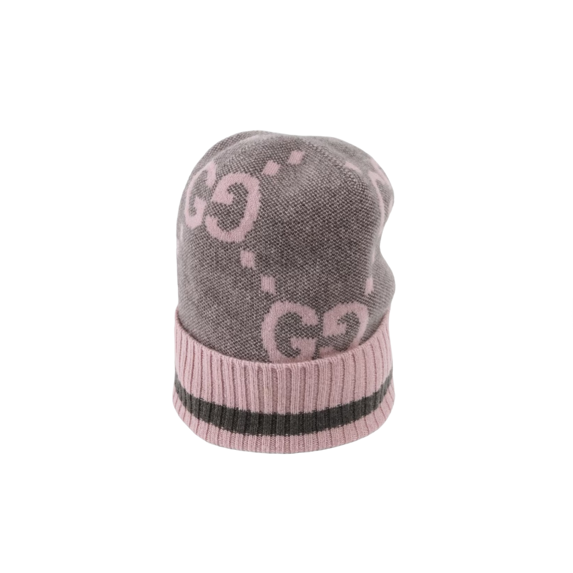 (W) 구찌 GG 니트 캐시미어 햇 그레이 핑크((W) Gucci GG Knit Cashmere Hat Grey Pink) - 1