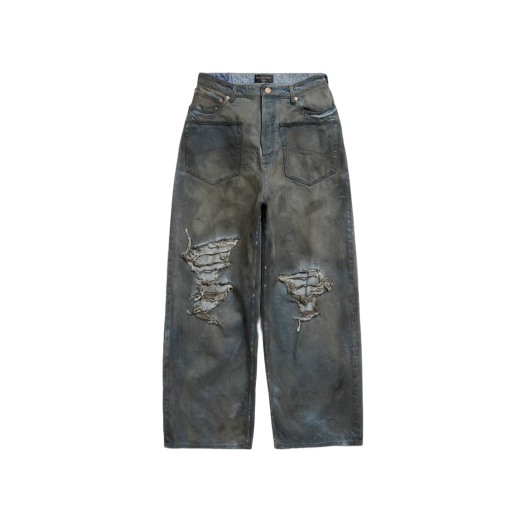 Balenciaga Patched Pockets Baggy Jeans Blue